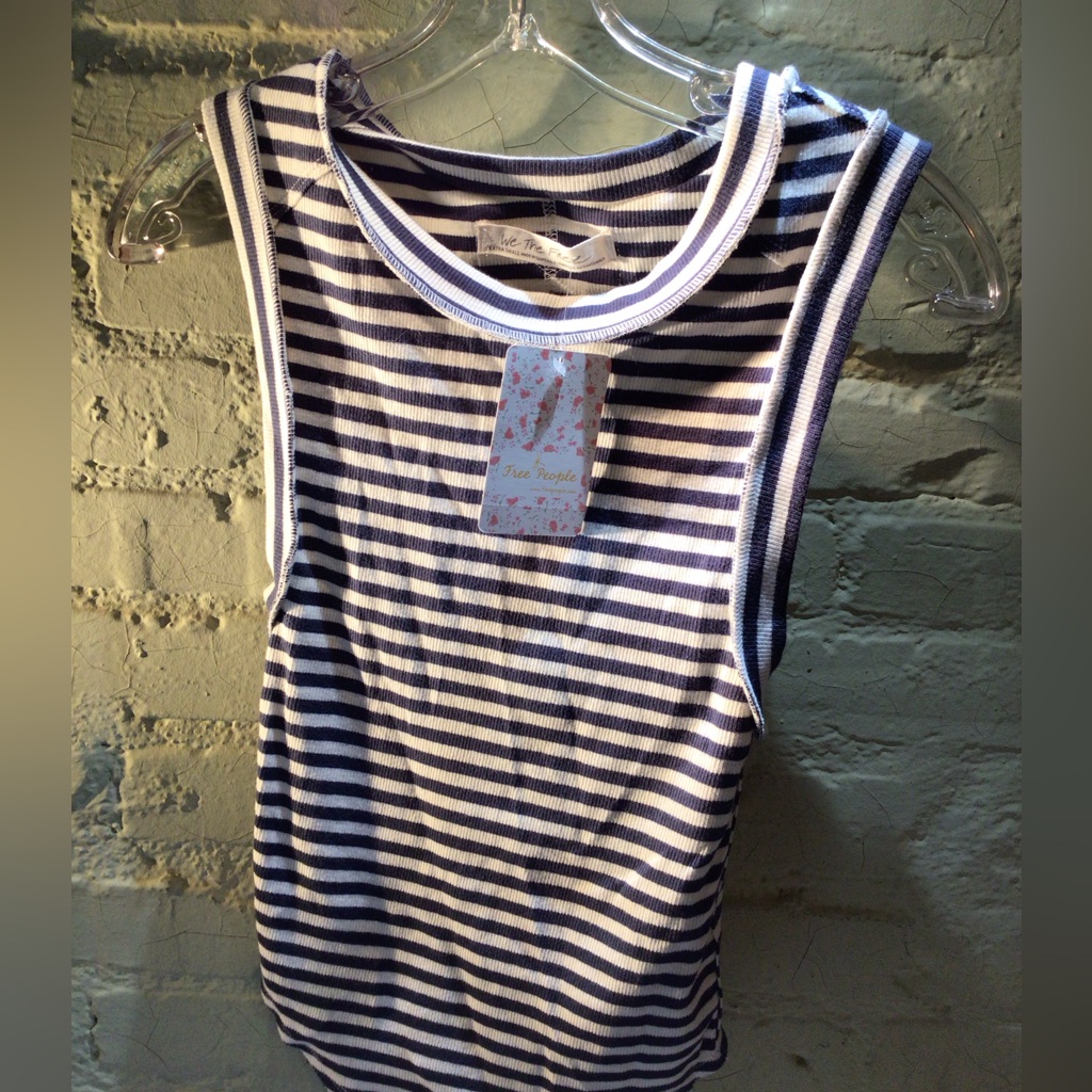 New! We The Free Blue And White Striped Sleeveless Top